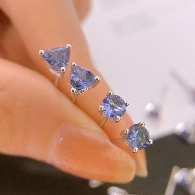 【WhiteKuo】WhiteKuo18k天然丹泉石三角形圓形耳飾