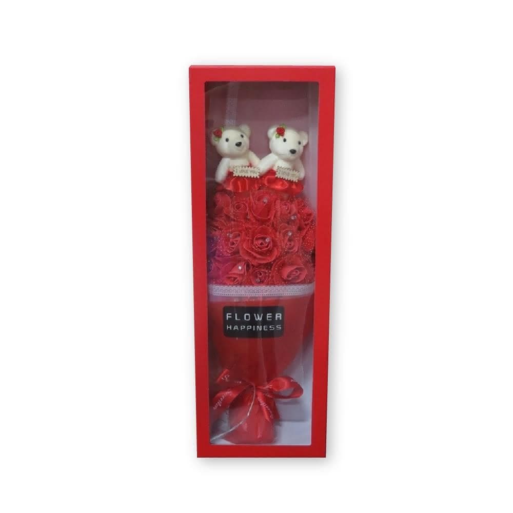 小熊盒裝LED花束燈19朵(情人節生日禮物花燈 玫瑰花禮盒 母親節)