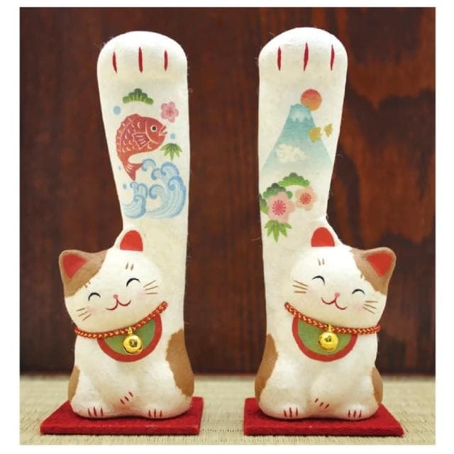 日本龍虎堂招手遠方好運 招財貓 招財納福 富士山 目出雕(開店送禮 開運小物 交換禮物 長臂貓 手長貓)