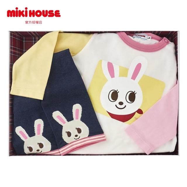 【MIKI HOUSE】官方直營-長袖T恤和長褲兩件套（盒裝）共三款 男女童裝 嬰幼服飾 日本製 送禮首選/嬰兒禮盒/日本禮盒/寶寶禮盒/新生禮盒
