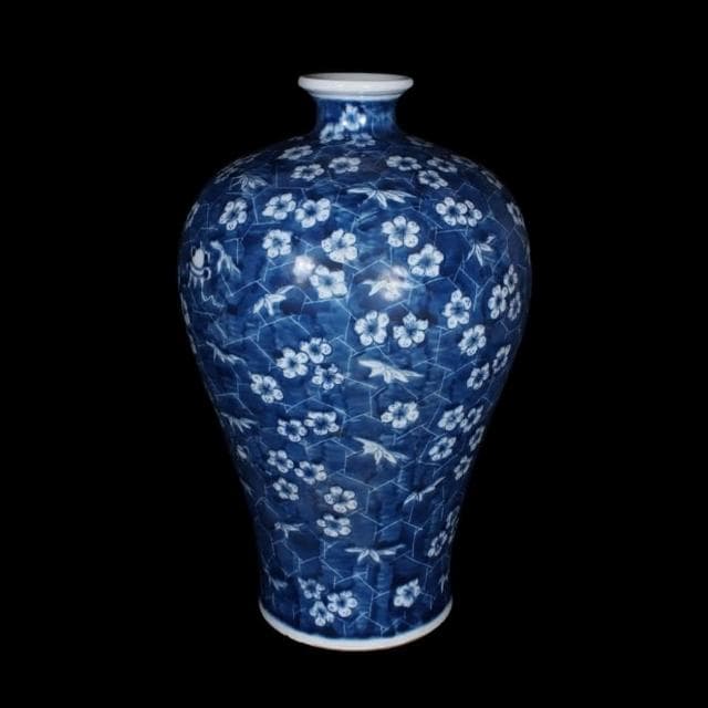 《博古珍藏》清光緒 青花留白梅花紋梅瓶 早期收藏 老件文物 花瓶瓷器 博物館級 附錦盒