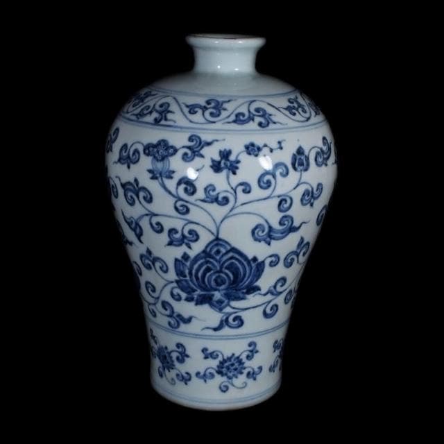 《博古珍藏》明宣德 青花纏枝蓮紋梅瓶 早期收藏 老件文物 花瓶瓷器 博物館級 附錦盒