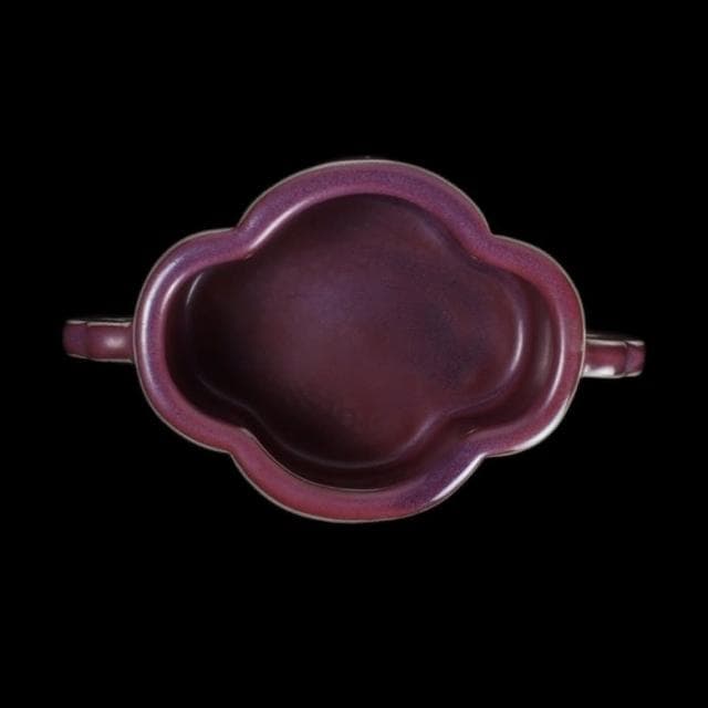 《博古珍藏》元 鈞窯玫瑰紫釉葵口香爐 早期收藏 老件瓷器 博物館級文物