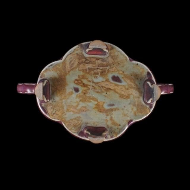 《博古珍藏》元 鈞窯玫瑰紫釉葵口香爐 早期收藏 老件瓷器 博物館級文物