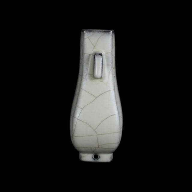 《博古珍藏》宋 官窯月白釉四方貫耳瓶 高15公分 早期收藏 老件花瓶瓷器 博物館級文物