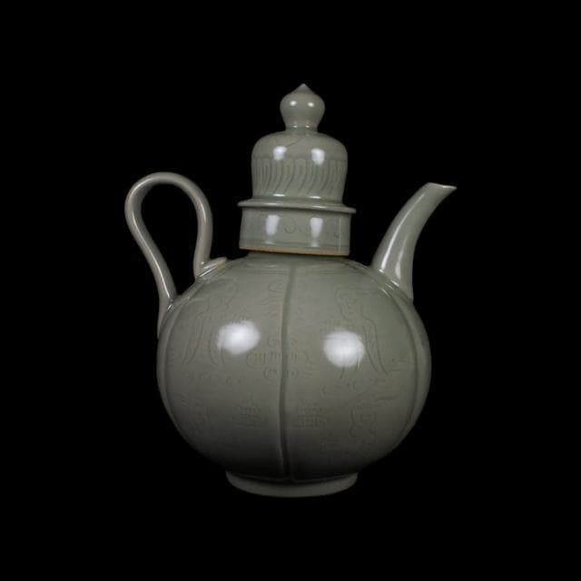 《博古珍藏》五代 越窯秘色瓷執壺 早期收藏 老件茶壺瓷器 博物館級文物