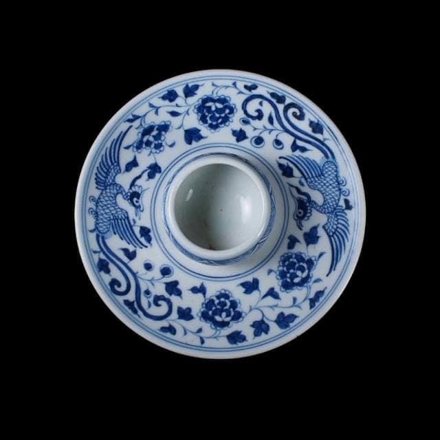 《博古珍藏》元至正 青花花卉紋盞托 早期收藏 老件文物 茶杯瓷器 國際拍賣級