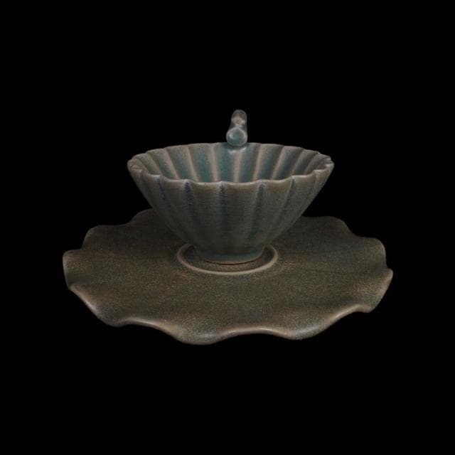 《博古珍藏》宋 汝窯青瓷花口盞托 早期收藏 老件茶杯瓷器 博物館級文物