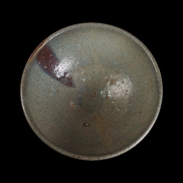 《博古珍藏》宋 鈞窯青釉紫紅斑碗 早期收藏 老件瓷器 博物館級文物