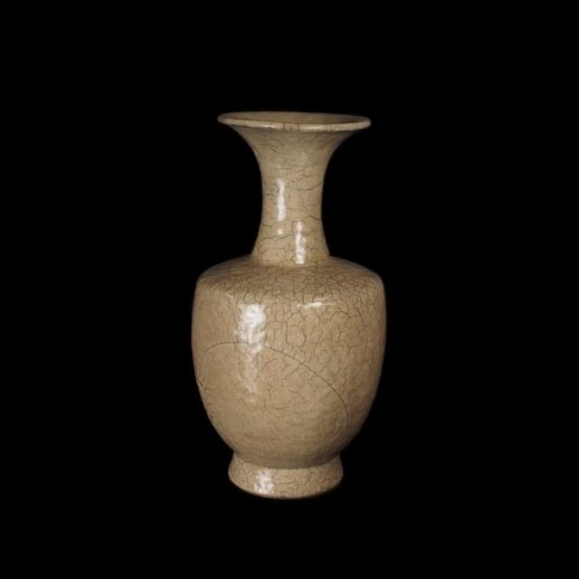 《博古珍藏》宋 哥窯米黃釉花瓶 早期收藏 老件瓷器