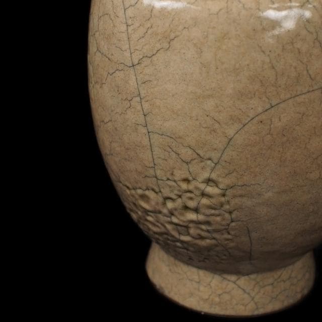 《博古珍藏》宋 哥窯米黃釉花瓶 早期收藏 老件瓷器