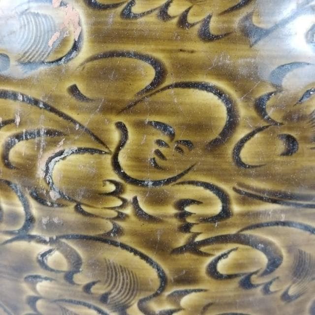 《博古珍藏》宋 吉州窯黃釉刻花卉紋梅瓶 花瓶瓷器 早期收藏