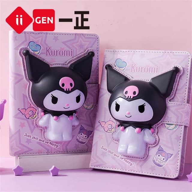 【SANRIO 三麗鷗】文具 三麗鷗形象減壓磁扣本 小學生卡通手帳本 立體解壓筆記本 庫洛米 帕恰狗 生日禮物