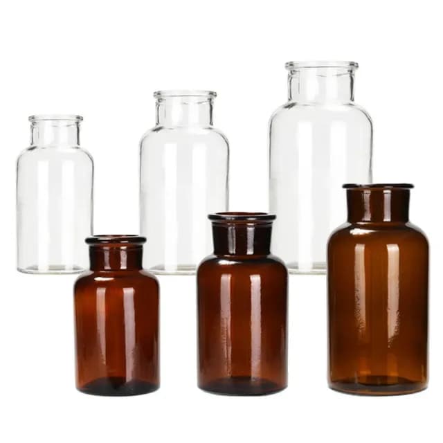 水培玻璃花瓶 (玻璃瓶 花瓶 透明花瓶 棕色玻璃瓶 乾花 乾燥花 插花 鮮花 花器 擴香瓶 桌面擺飾)