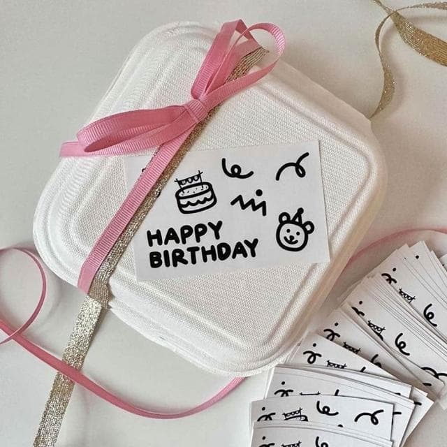 粉白長方祝福小卡 (感謝小卡 生日小卡 禮物盒小卡 情人節 花束卡片 賀卡 留言卡 謝謝卡 單面印刷)