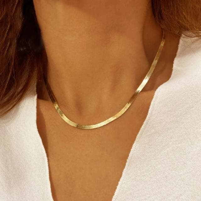 【CReAM】Clara 歐美冷淡4mm 扁細蛇鍊 鎖骨鍊 男女項鍊(生日 禮物 送禮 禮盒)