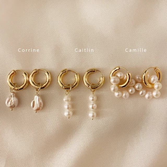 【CReAM】Caitlin 二用串珠天然淡水珍珠耳環鍍18K金色金屬女耳環(新年 過年 送禮 禮物)