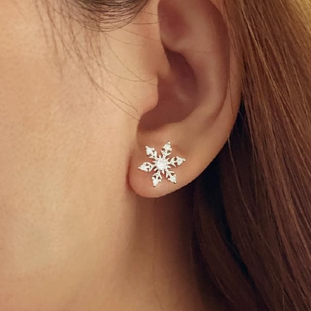 【CReAM】Snowflake 雪花 雪片 聖誕 耶誕 鑽飾 女耳環(新年 過年 送禮 禮物)