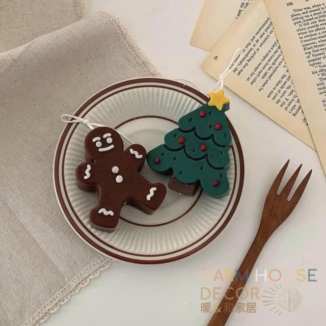 【Warm House Decor 暖和家居】韓系ins風薑餅人蠟燭(聖誕節佈置 聖誕交換禮物 節慶小裝飾 聖誕交換禮物 可愛小蠟燭)