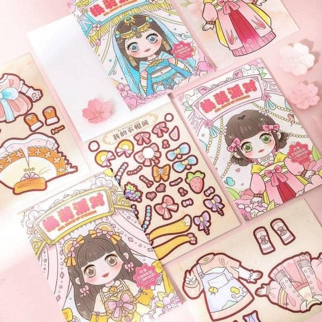 憶香許快樂購 公主 換裝貼紙 換裝 派對 可愛 女孩 換妝秀 兒童 diy 化妝貼紙書 女童 公主換裝貼 禮物 貼紙