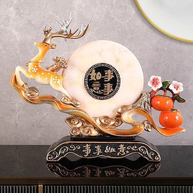🚀台灣出貨&嚴選品質✨ 高檔中式如意樹脂擺件客廳玄關酒櫃工藝飾品送朋友搬新家禮物