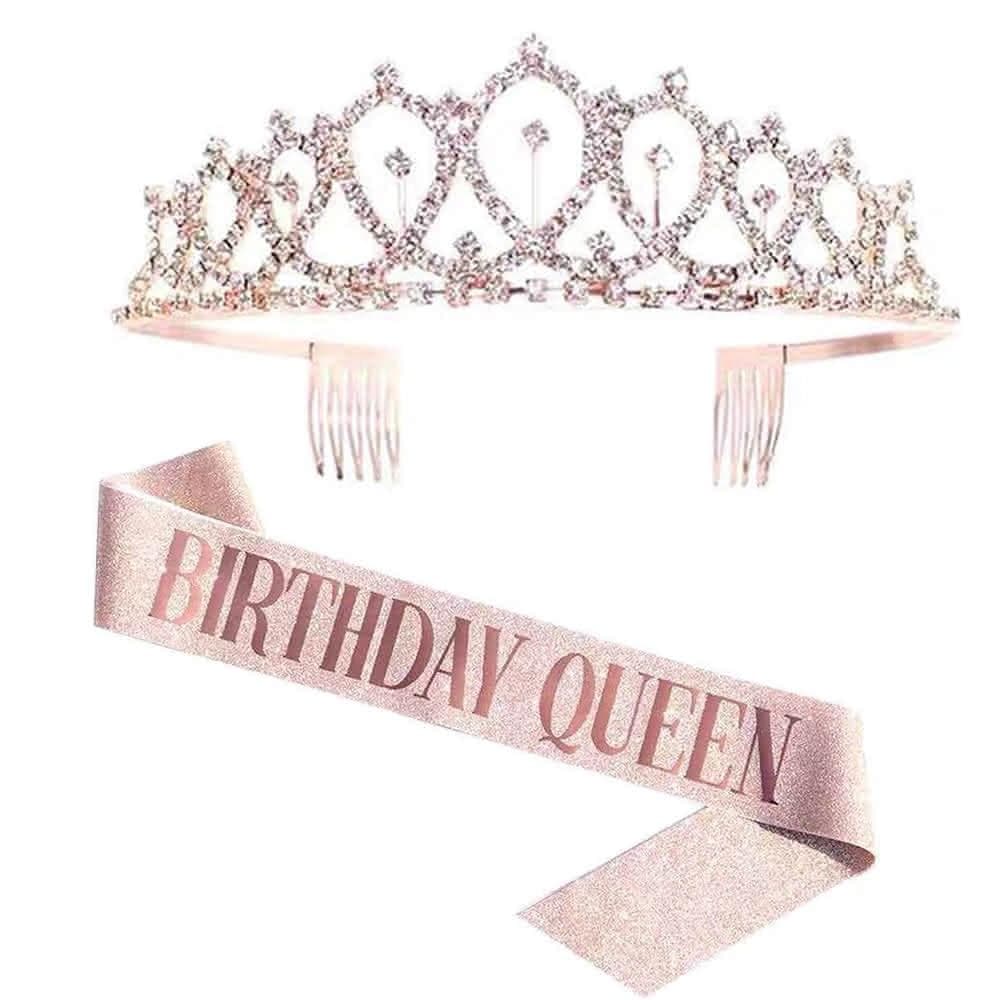 PARTIDO  生日皇冠肩背帶1組生日帽 派對帽 慶生帽 生日派對 生日髮箍 派對道具 拍照道具 生日佈置 週歲佈置