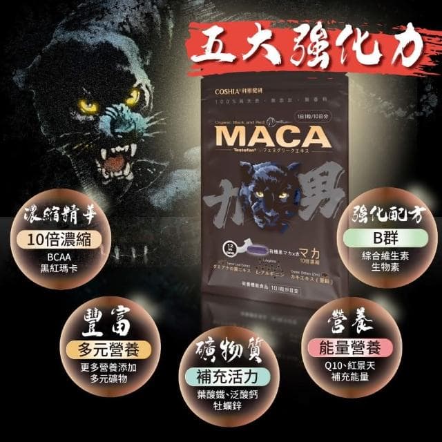 Coshia 科雅健研 CAM12力男 有機黑紅瑪卡(瑪卡 精胺酸 人蔘 葫蘆巴籽)