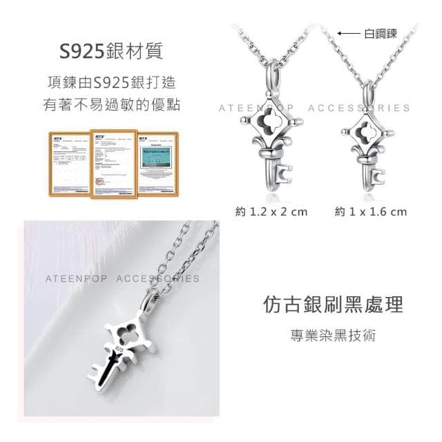【ATeenPOP】情侶對鍊  925純銀 心房之鑰 單個 鑰匙項鍊 戀人禮物 ACS8121