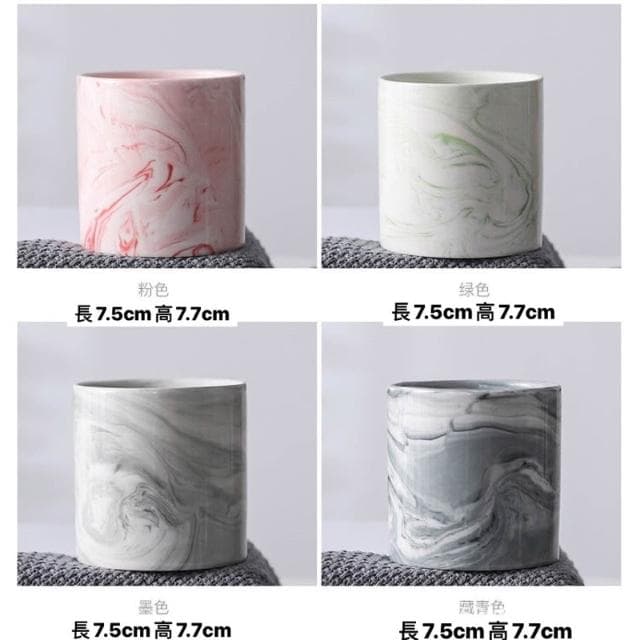 佳音書坊/園藝 牧師花藝系列：(底有孔)工廠直銷創意北歐多肉大理石紋植物盆栽擺件家居裝飾擺設多肉花盆