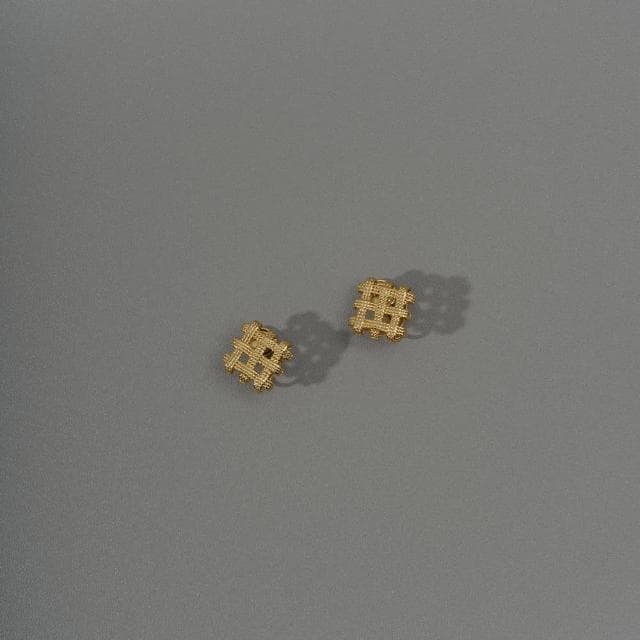 Char Me 耳夾專賣 菱形鏤空編織．蚊香盤耳夾 - 金色(夾式耳環 耳夾 耳夾式耳環 無耳洞耳環)