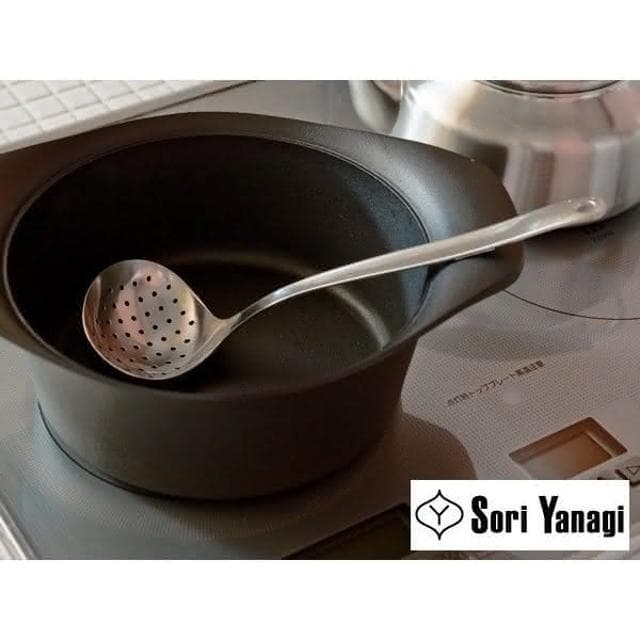 【柳宗理】日本高質感不鏽鋼濾湯勺有孔L號29.8cm(交換禮物 聖誕禮物 濾勺 漏勺)