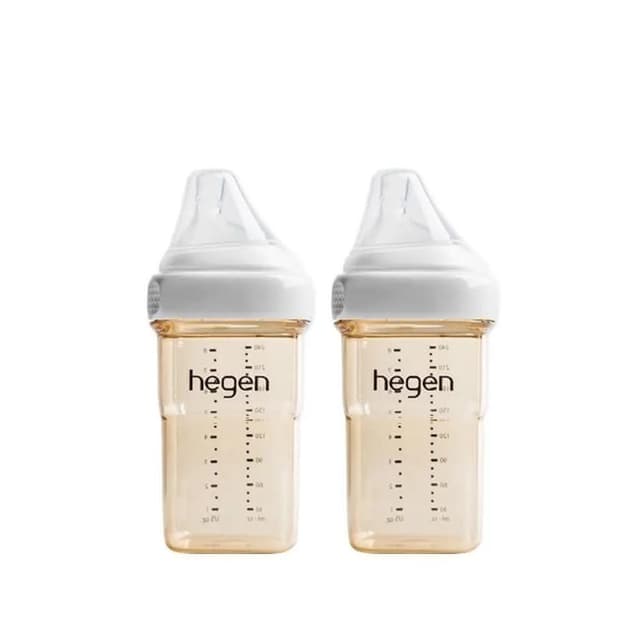 【hegen】金色奇蹟PPSU多功能方圓型寬口奶瓶 240ml 雙瓶組-象牙白(不含塑化劑/不含雙酚A/不含甲醛)
