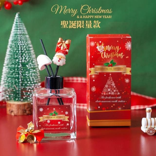 【QIDINA】冬季限定硅藻土聖誕擴香瓶 200ml / 精油香水 聖誕禮物 交換禮物 婚禮小物 送禮 芳香 聖誕節禮物