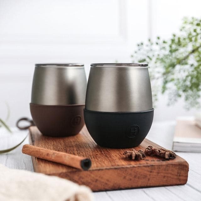 【HYDY】雙層隨行保溫杯 240ml 鈦灰杯 (孔雀綠/海軍藍/摩卡/油墨黑) 蛋型杯 保溫杯 咖啡杯 交換禮物 聖誕禮物 送禮 生日禮物 禮品