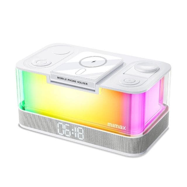 【mimax 米覓】mimax米覓 五合一多功能炫彩磁吸充電音響 桌面音響 時鐘顯示 磁吸充電 藍芽音響 無線充電 氣氛燈