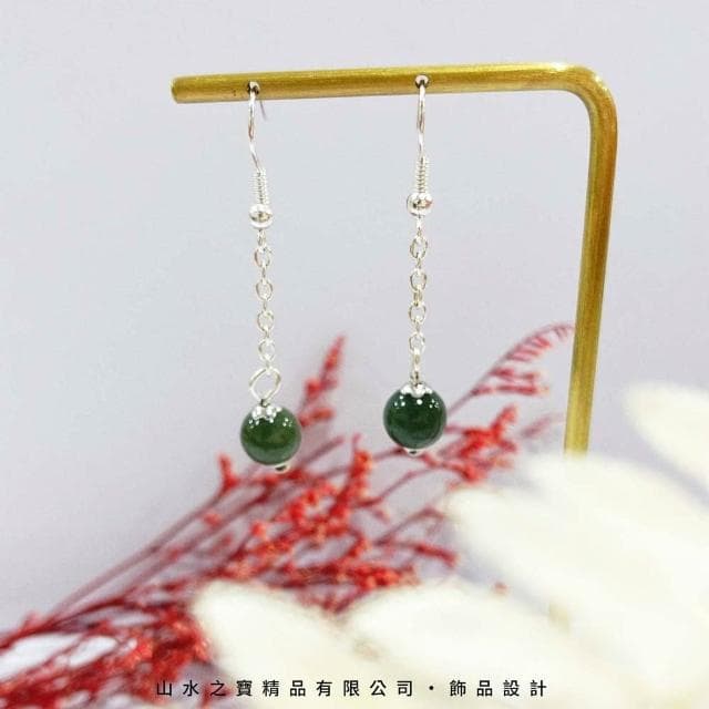 山水之寶 925純銀耳環 綠色城堡 在逃公主圓夢時刻 油青玉 S925純銀 水晶耳環 耳骨夾 耳飾 耳墜 飾品 耳骨環 耳朵配件 夾式耳環 無耳洞可戴 配飾 生日禮物