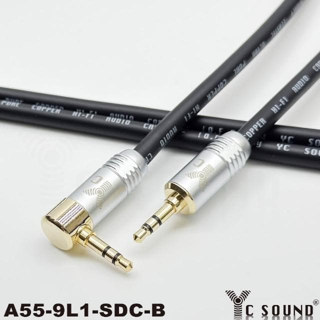 【YC Sound】頂配 彎頭款 鍍鉻全銅插頭 發燒線 3.5mm音源線 3.5mm公對公 耳機對錄線 L頭 彎頭 車用AUX IN 藍牙 電腦喇叭 PA音響線材 音頻連接線 RODE錄音線 AUX車用線 喇叭音源線