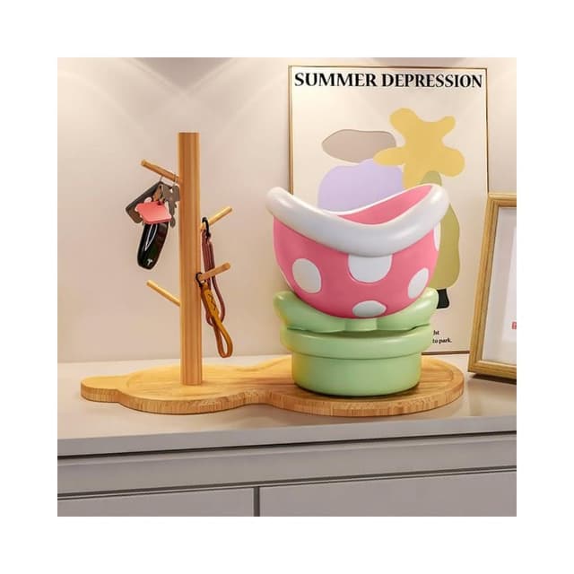 桌面收納 食人花玄關鑰匙收納擺件 客廳電視櫃鞋櫃多功能托盤擺件 居家裝飾品 擺飾 桌上收納架 喬遷禮物 入戶置物架