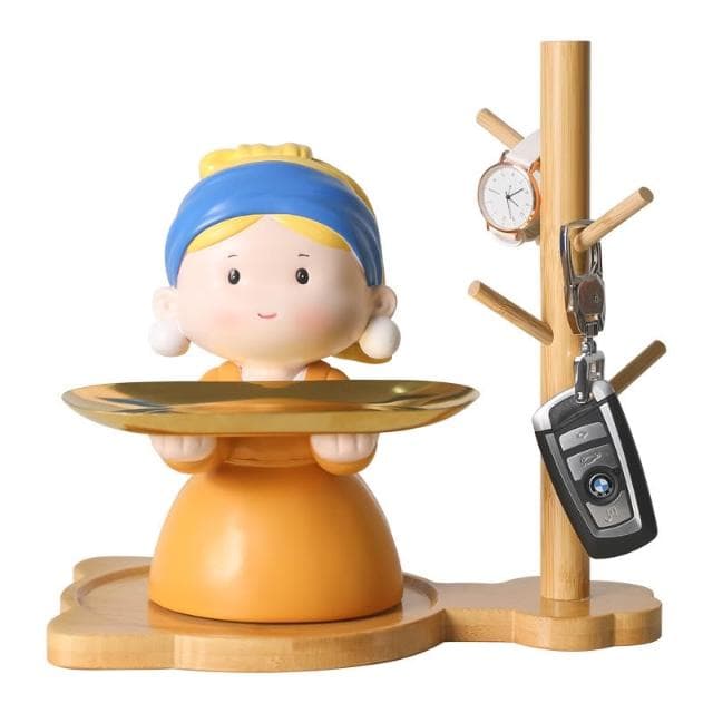 進門玄關鑰匙收納擺件戴珍珠耳環少女創意客廳酒櫃裝飾品喬遷禮物