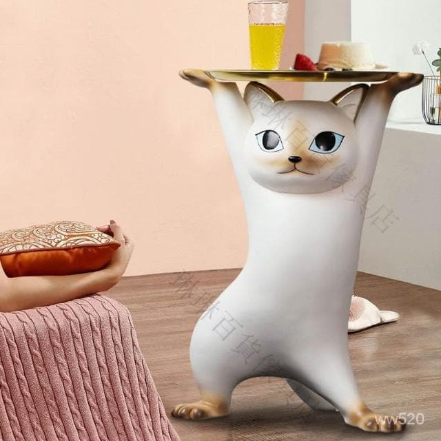 🎁限時低價🎁免運 沙鵰妖嬈貓電視櫃旁邊客廳大型落地托盤大號裝飾擺件新傢喬遷禮物