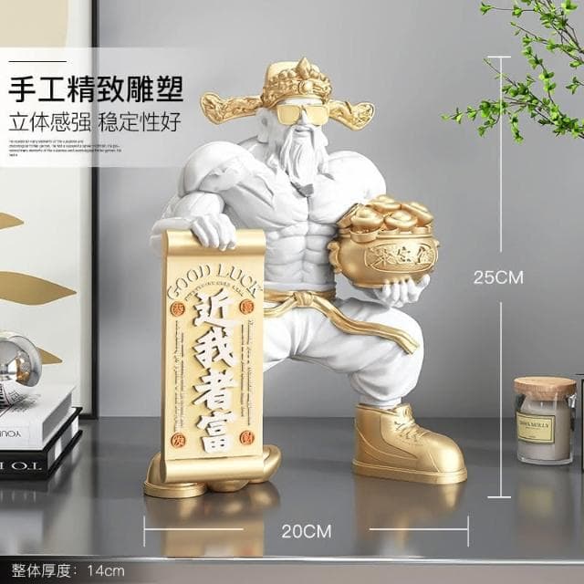 肌肉財神爺喜慶擺件 創意財神爺擺件 店鋪前台吧檯聚財裝飾品 客廳家用辦公室擺件 桌面裝飾 禮物 居家裝飾 交換禮物 風水擺件 聚寶盆