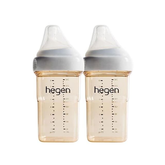 【hegen】金色奇蹟PPSU多功能方圓型寬口奶瓶 240ml 雙瓶組-象牙白