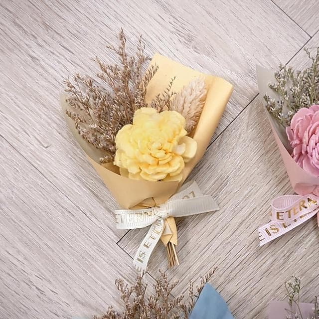 【KIRA與花花藝】Best wishes迷你小花束金莎禮盒/牛皮色款/暖陽黃(乾燥花/生日禮物/情人節禮物/交換禮物)