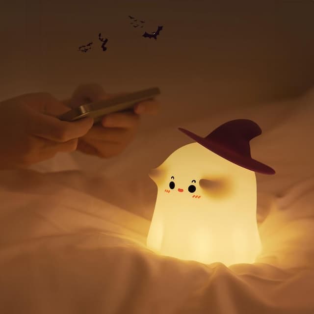 幽靈魔法師拍拍燈 幽靈小夜燈 拍拍燈 小夜燈 萬聖節款夜燈 臥室床頭燈 柔光 聖誕節 交換禮物 生日禮物