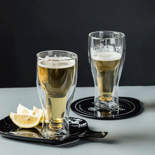 雙層啤酒杯酒瓶反轉造型 生日禮物 交換禮物 創意翻轉啤酒杯 啤酒杯 酒杯 歡慶 同樂  趣味