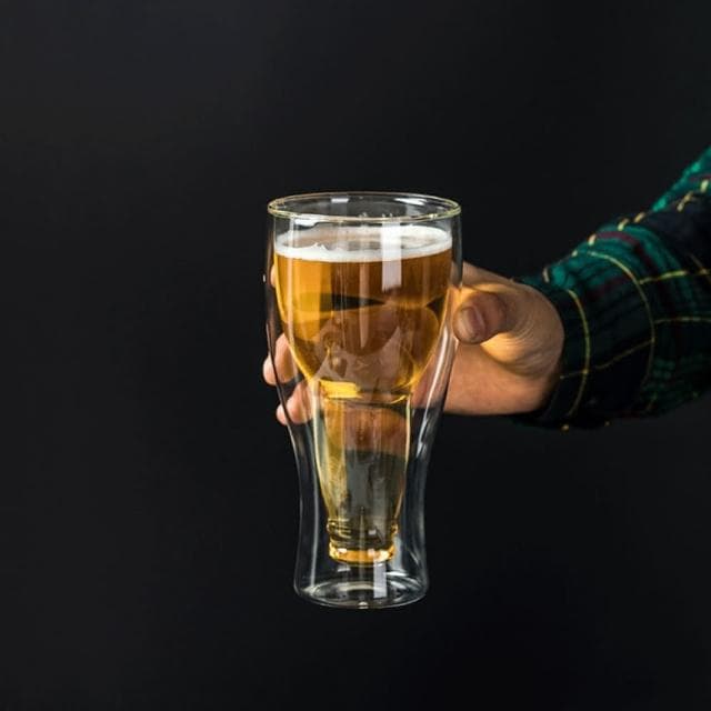 雙層啤酒杯酒瓶反轉造型 生日禮物 交換禮物 創意翻轉啤酒杯 啤酒杯 酒杯 歡慶 同樂  趣味