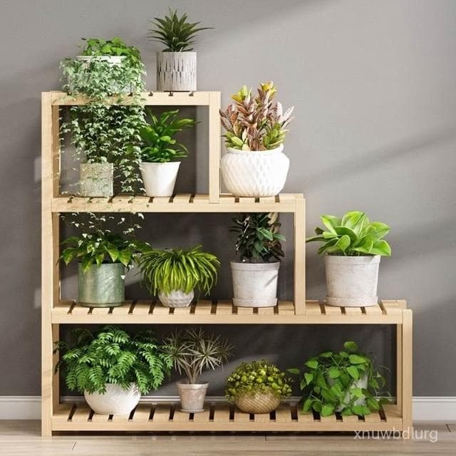 精選 🆕階梯實木花架 一體陽臺花架 落地式多層花架 多肉植物花盆架子 盆栽架