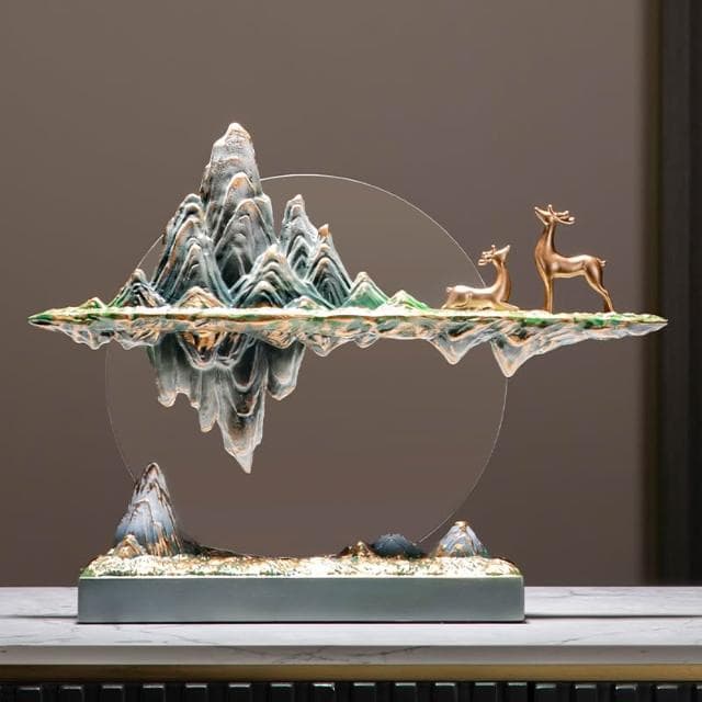 新中式悬浮假山摆件办公室桌面装饰品客厅艺术高级感小众乔迁礼物