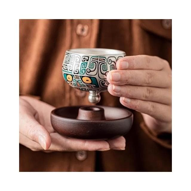 鎏銀品茗杯   旋轉茶杯  主人杯對杯   禮盒裝送長輩領導公司退休生日禮物送好友