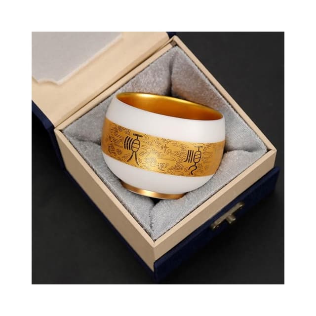 鎏金 主人 杯 茶杯 陶瓷 茶盞 純金 羊脂 玉瓷 白瓷 品茗 杯 功夫 茶杯 茶碗 建盞 純金茶杯 玉瓷茶盞